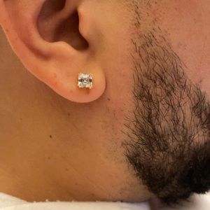 ✨Allan 18K Gold Solitaire Diamond Stud Earrings 925 Sterling Silver 6mm